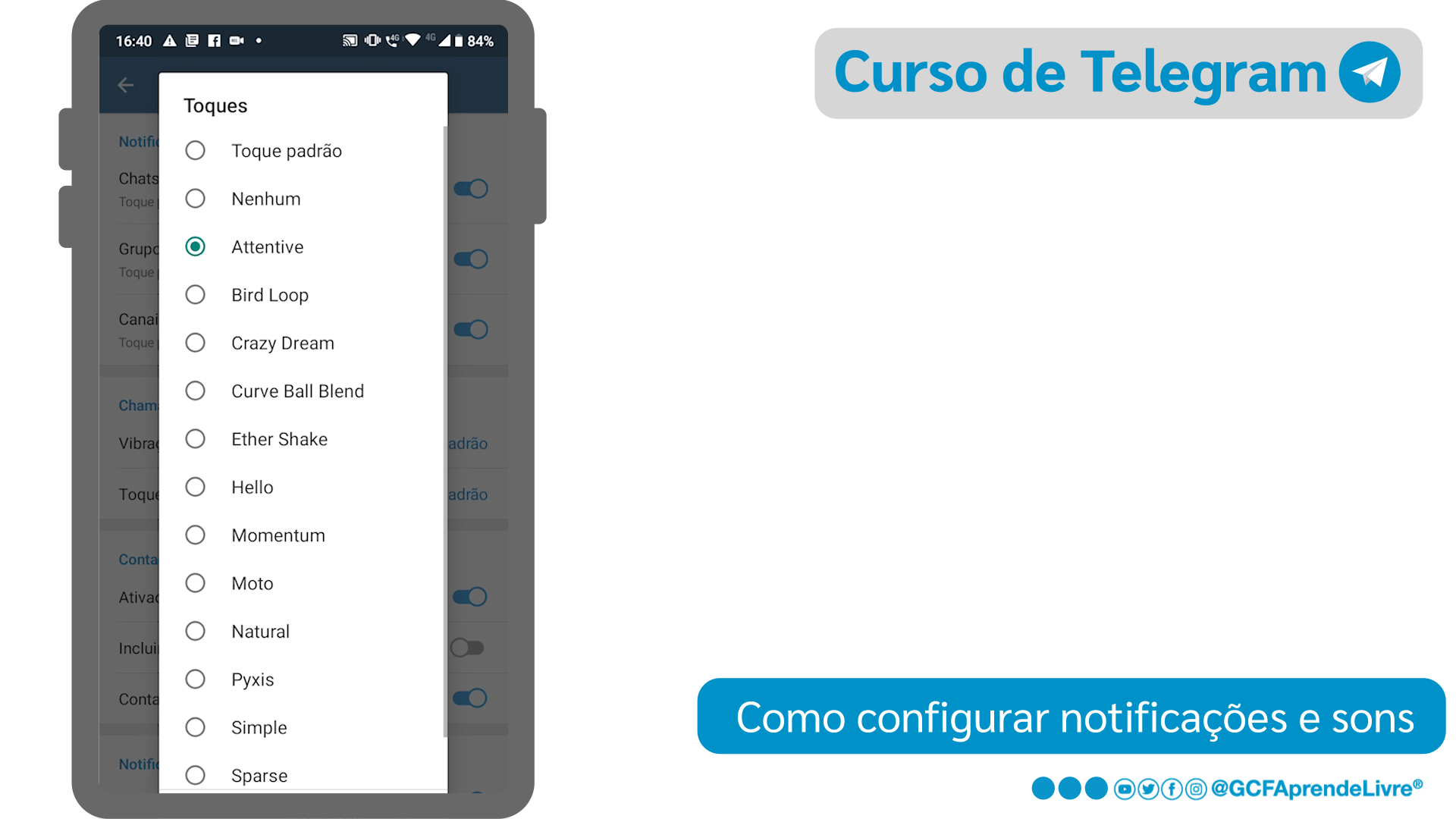 Como alterar o toque do Telegram